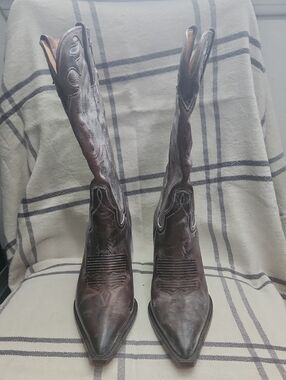 Women's Dark Brown Pointed-Toe Western Heeled Boots